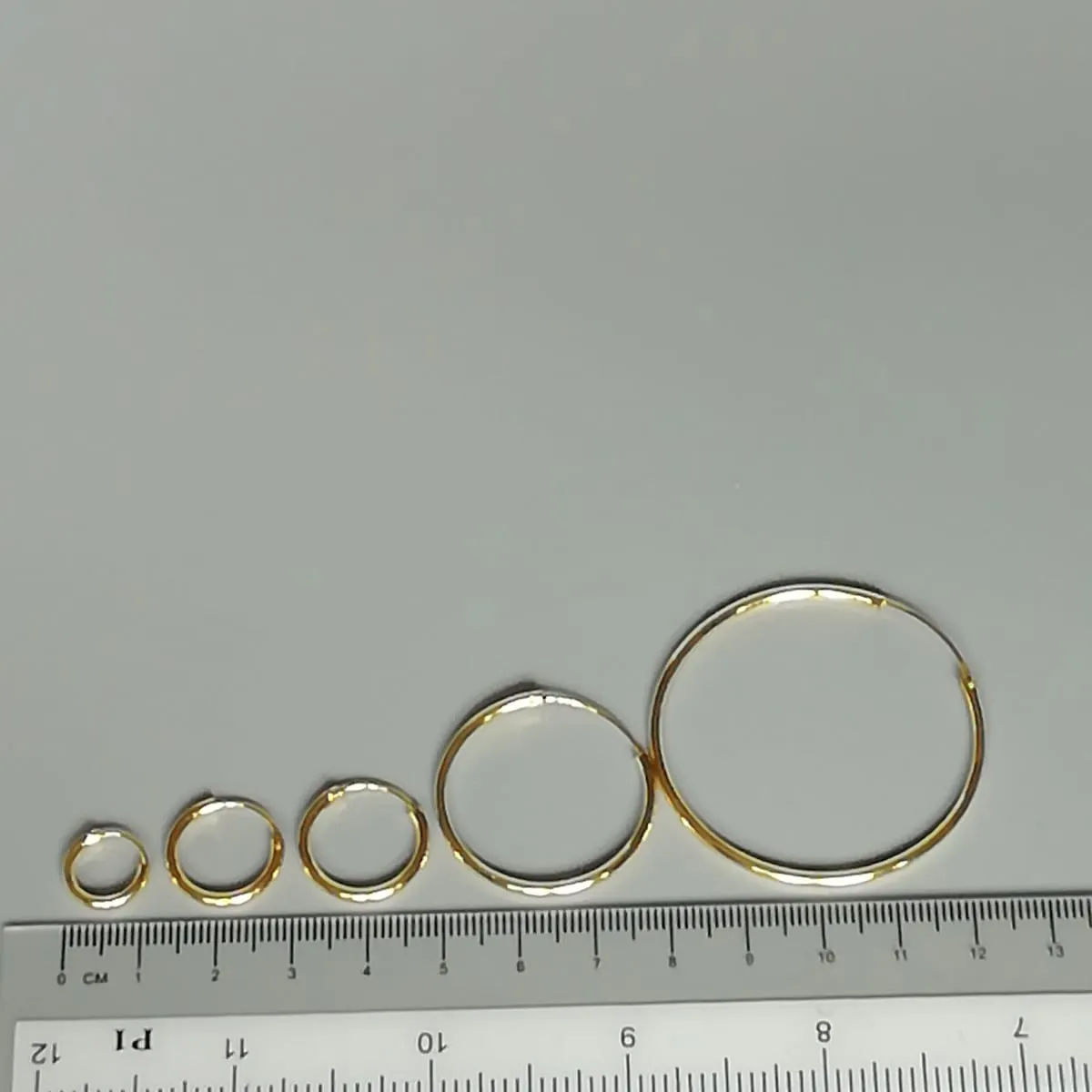 12 Gauge gold hoops set | Five pairs | 12mm to 45mm gold plated hoops | Silver jewelry | Minimalist endless hoops | Set 2