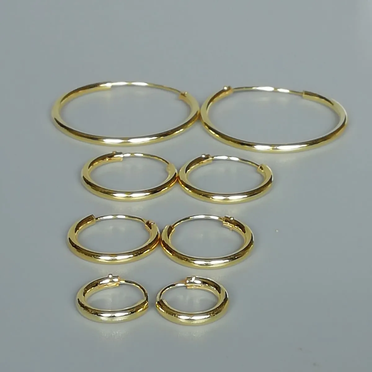 12 Gauge gold hoops set | Five pairs | 12mm to 45mm gold plated hoops | Silver jewelry | Minimalist endless hoops | Set 2