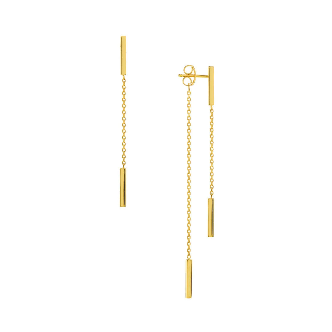 14k Gold Double Dangle Chain Earrings