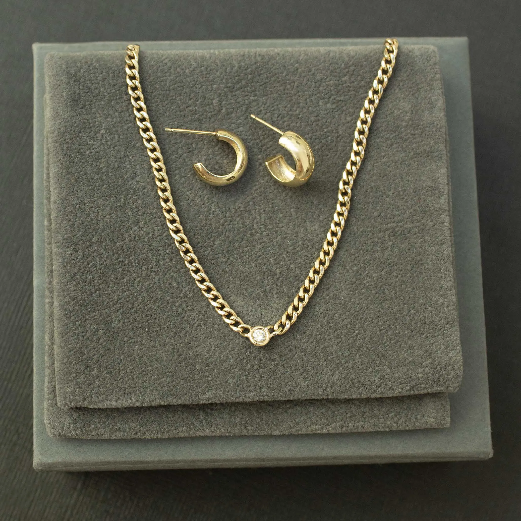 14k Heavy Metal Necklace and Earring Set