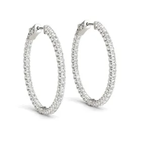 14k White Gold 32MM Classic Diamond Hoop Earrings 4.50 carats tw