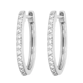 14K White Gold Small Oval Hoop Earring