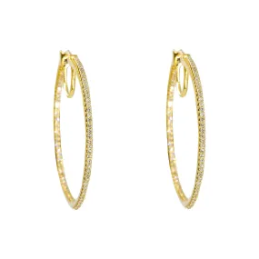 14K Yellow Gold Diamond Hoop Earrings W/ 0.50ct SI Diamonds