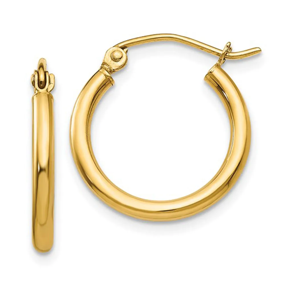 14k Yellow Gold Lightweight Tube Hoop Earrings