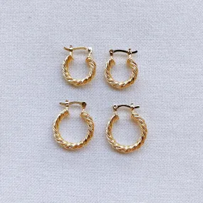 18k Gold Filled 15mm Twisted Hoop Earrings