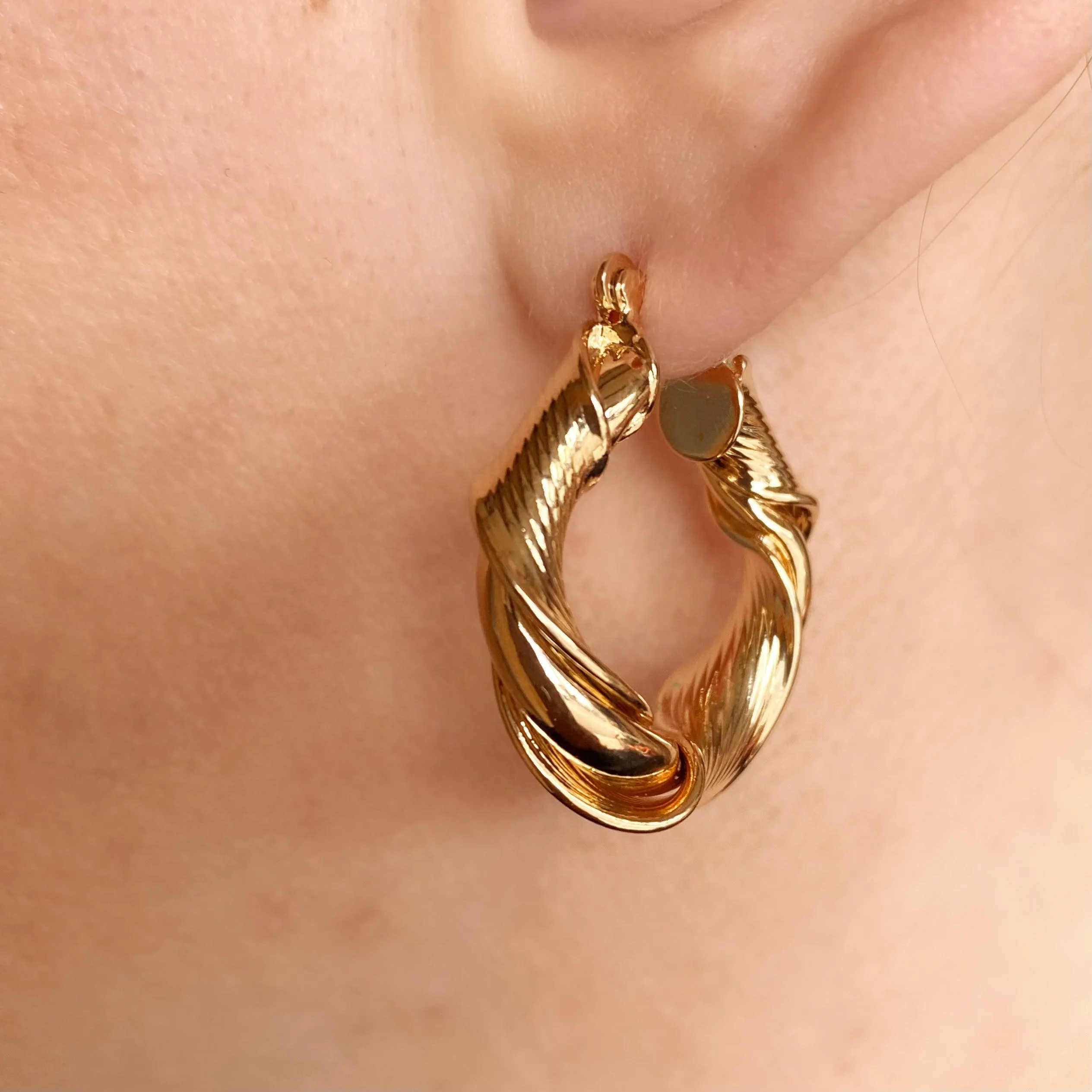 18k Gold Filled Twisted Hoop Earrings