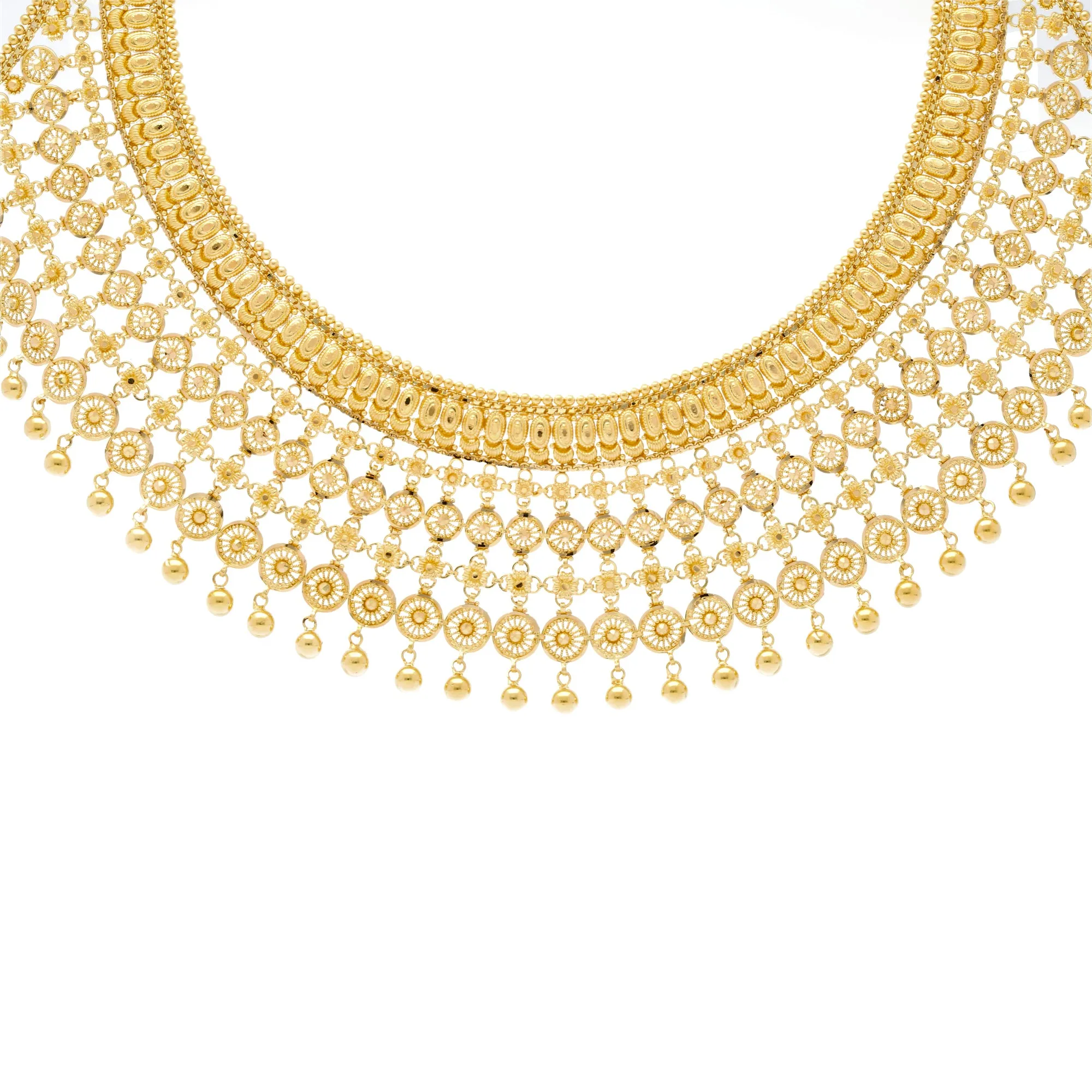 22K Yellow Gold Beaded Jewelry Set (110.6gm)