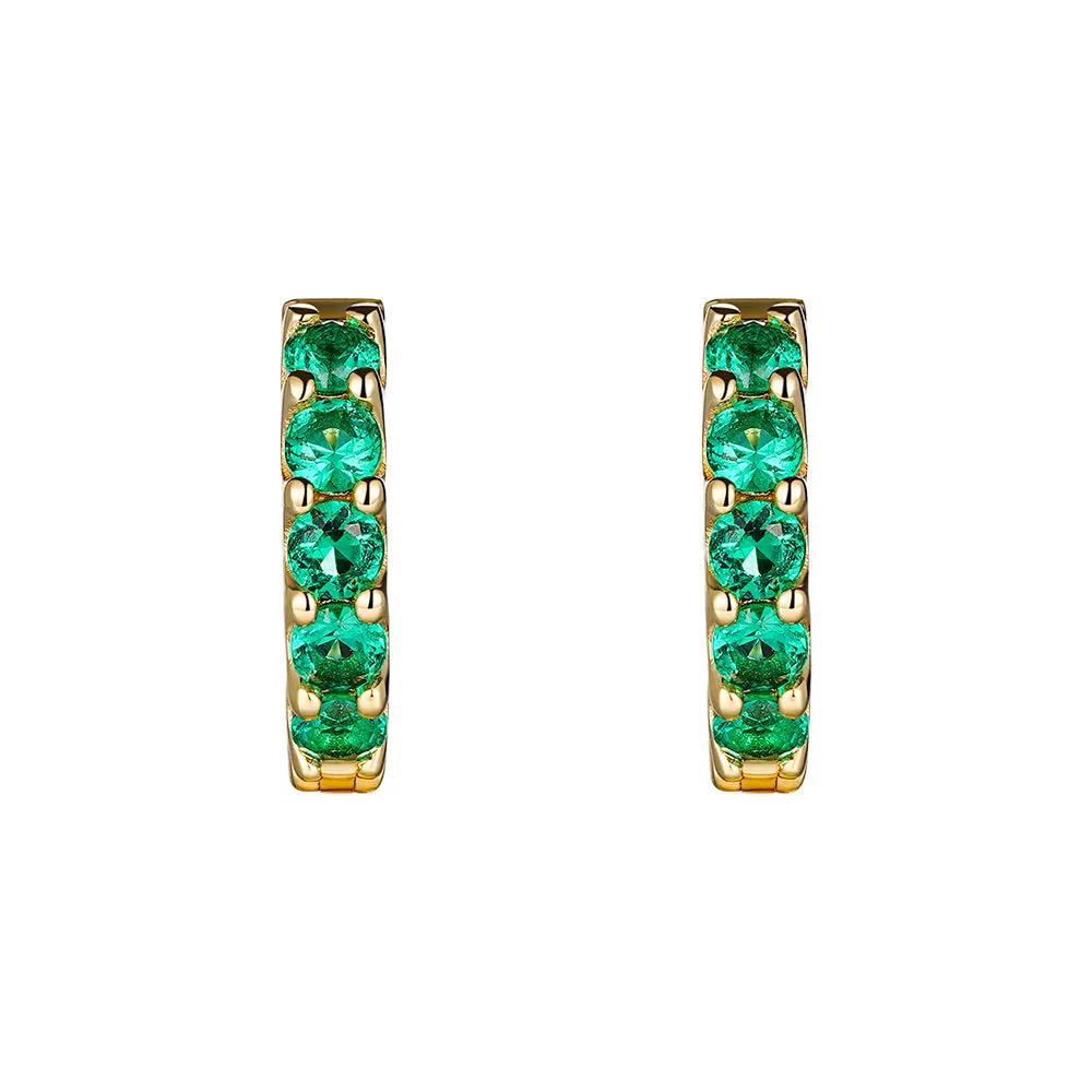 2.4 Ctw Round Emerald Eternity Hoop Earrings