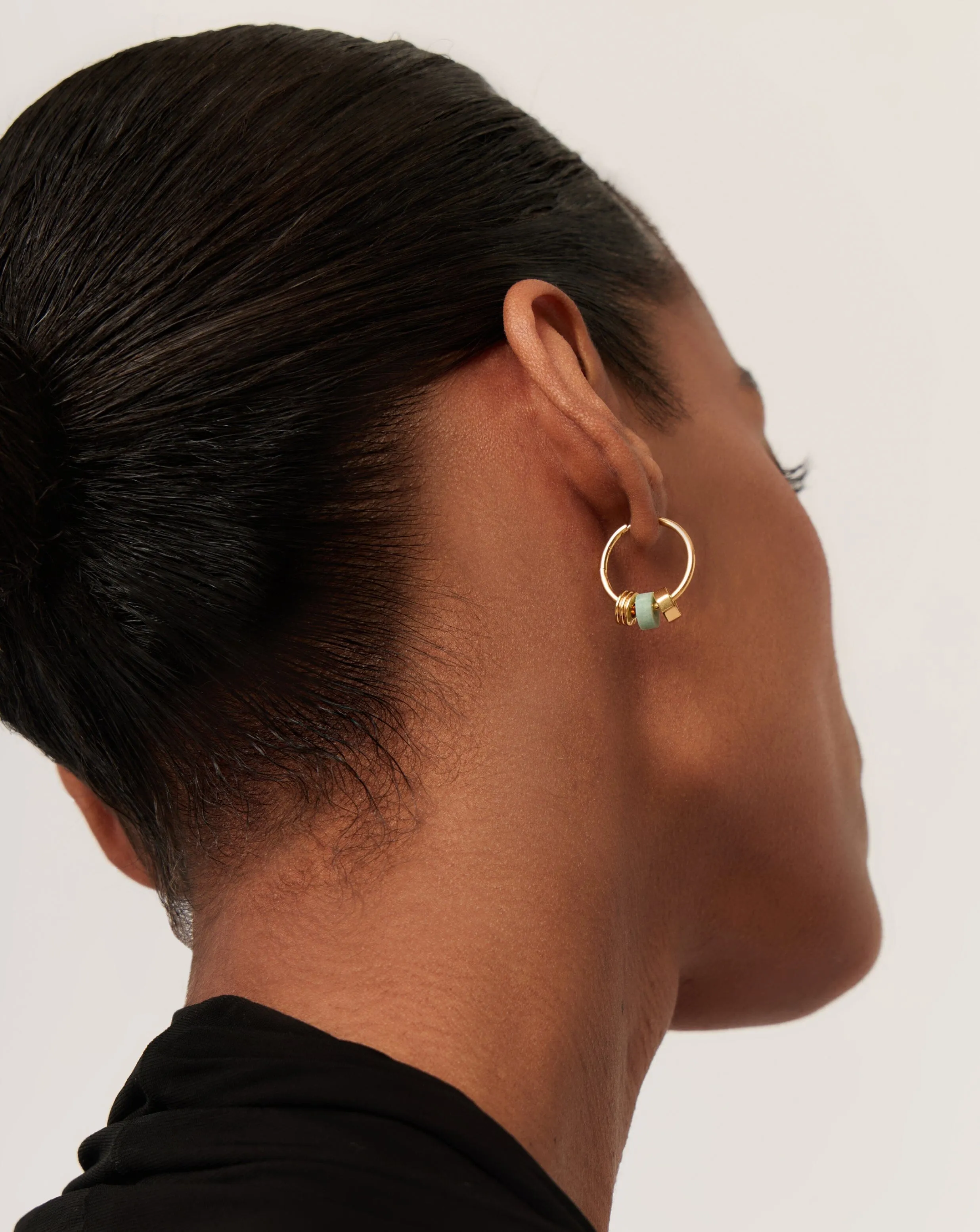 Abacus Beaded Small Charm Hoop Earrings | 18ct Recycled Gold Vermeil on Recycled Sterling Silver