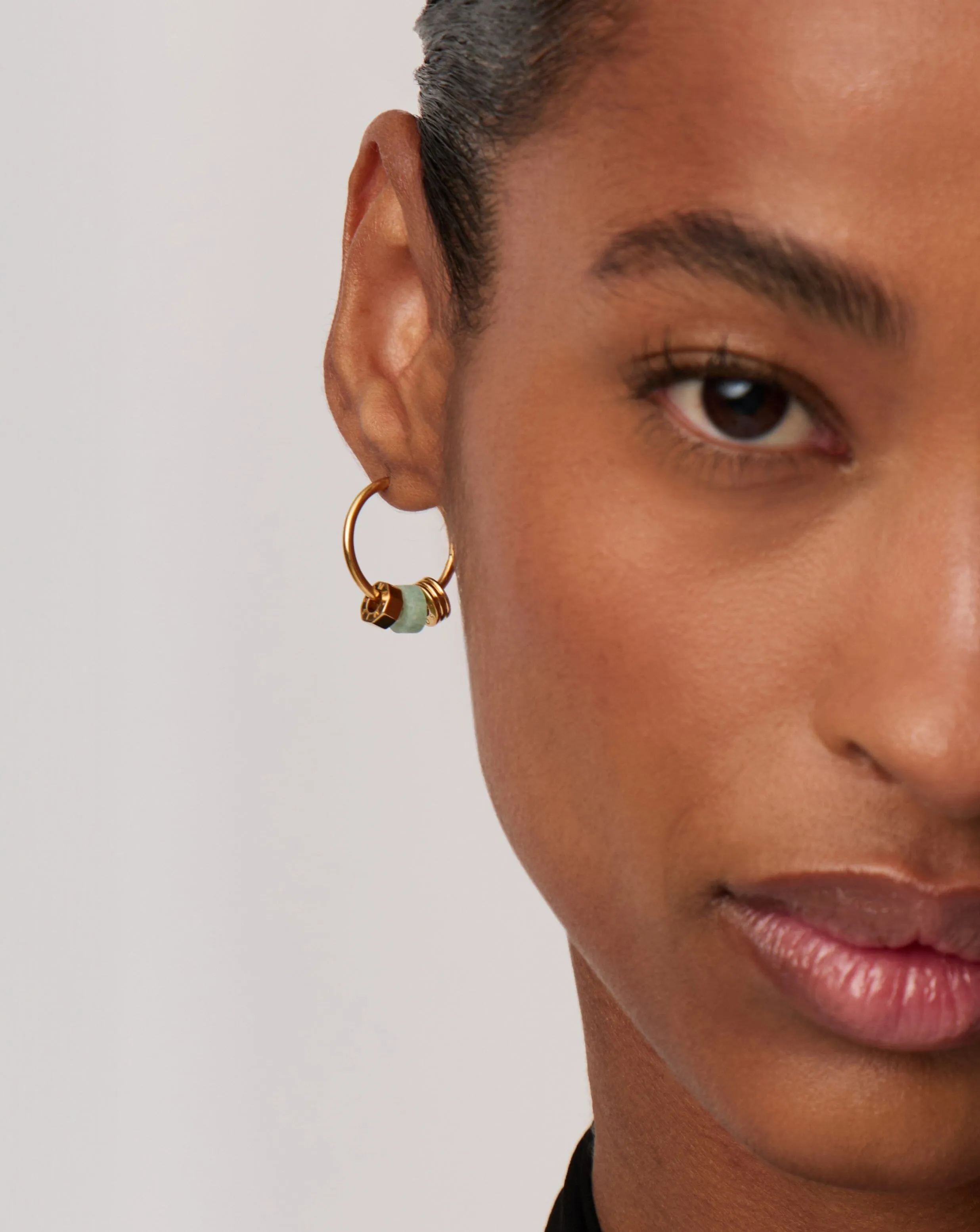 Abacus Beaded Small Charm Hoop Earrings | 18ct Recycled Gold Vermeil on Recycled Sterling Silver