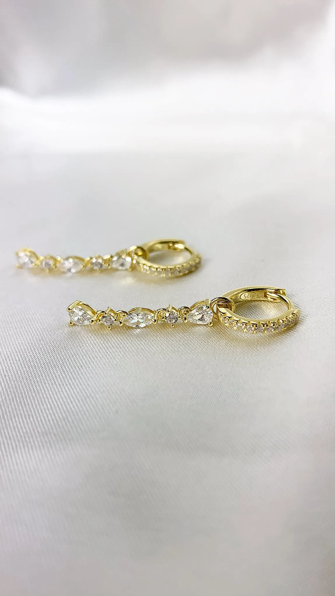 Adina Eden Multi Shape CZ Drop Huggie Hoop Earrings in 14k Gold Vermeil