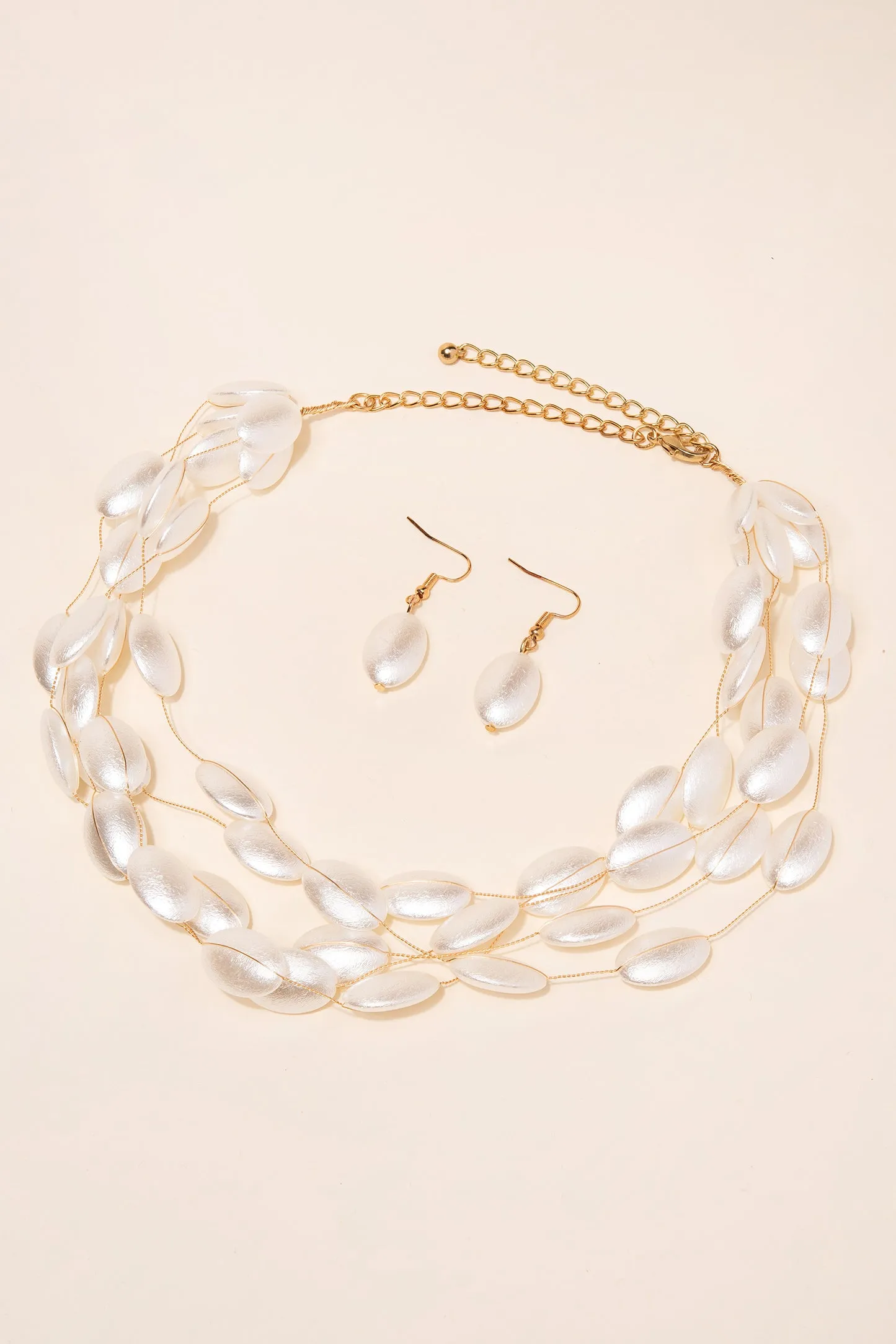 Amelia Layered Oval Baroque Pearl Necklace & Earring Set