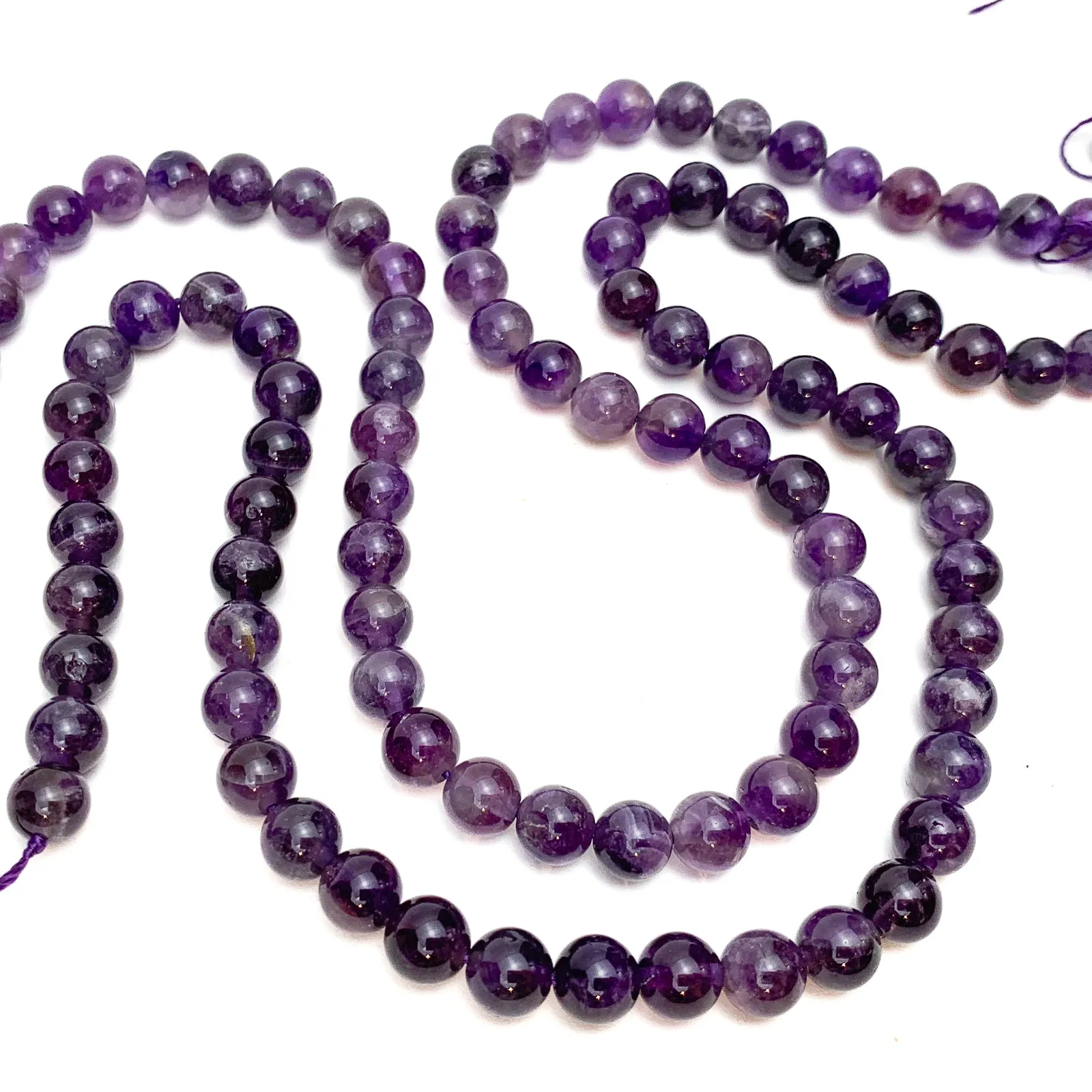 Amethyst 8mm Smooth Rounds Bead Strand