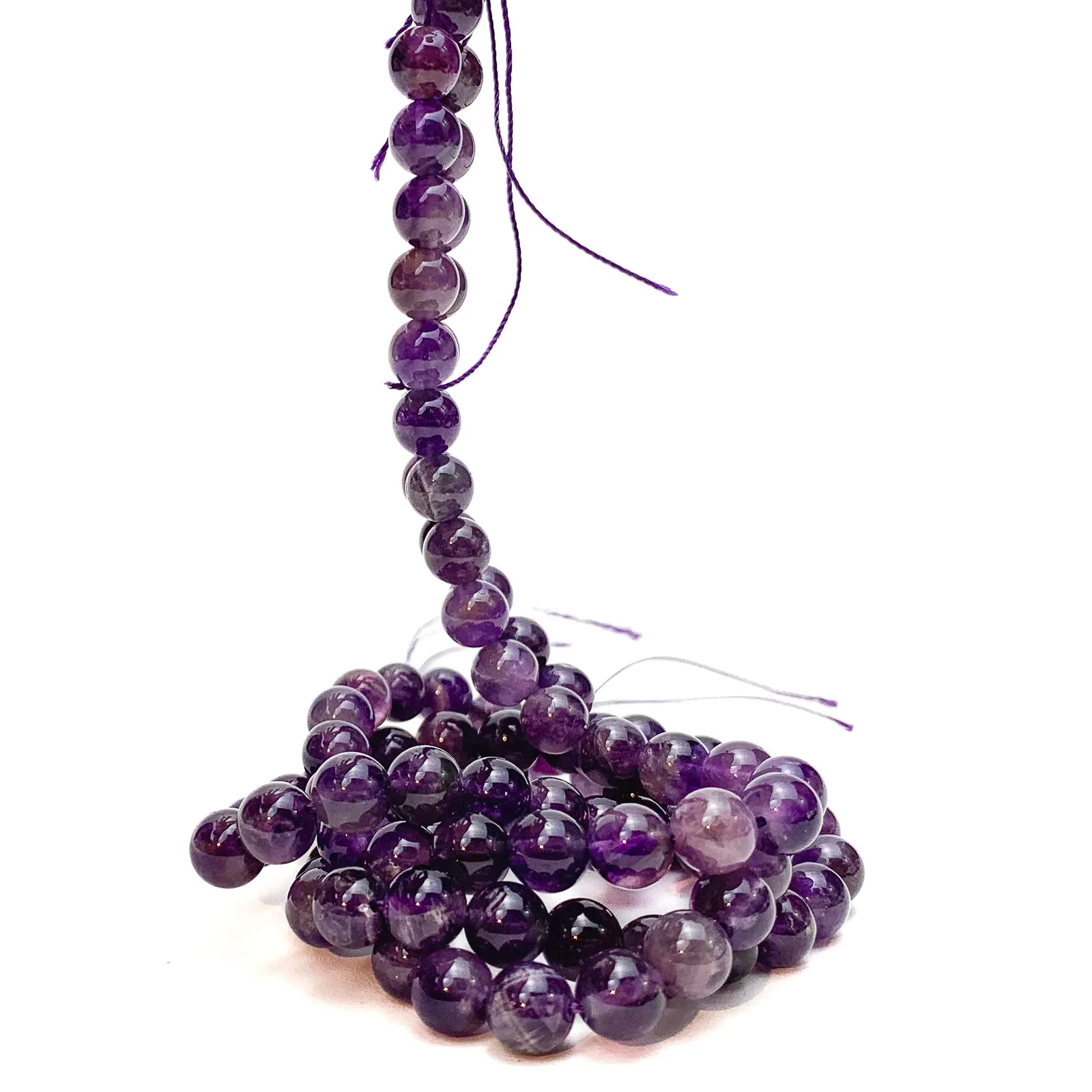 Amethyst 8mm Smooth Rounds Bead Strand