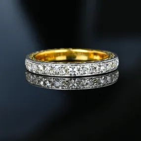 Art Deco Platinum & 18K Gold Mine Cut Diamond Ring Band