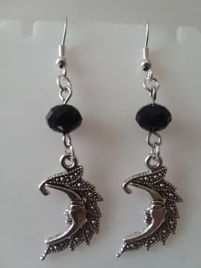 AVBeads Jewelry Charm Earrings Dangle Silver Hook Beaded Black Moon Special