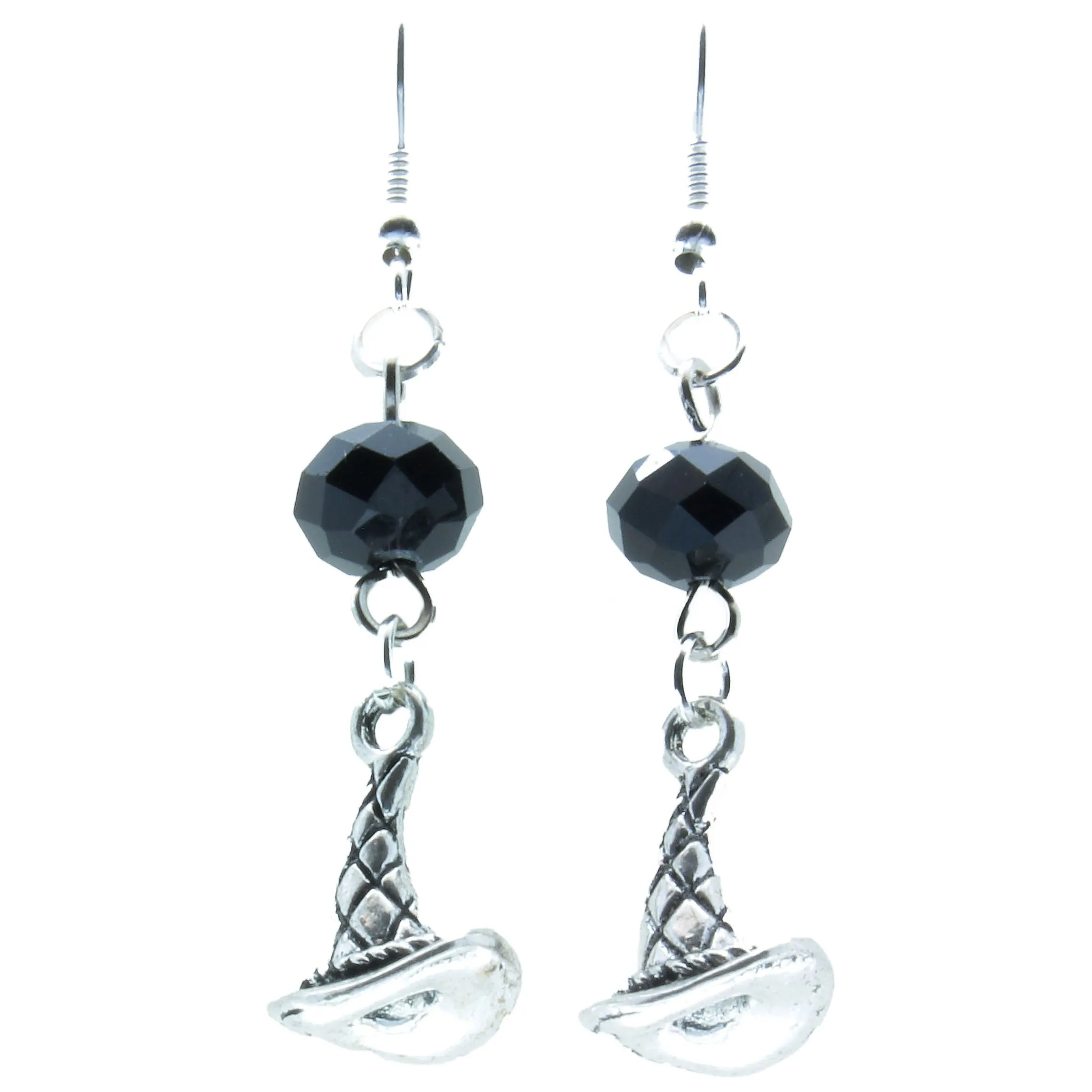 AVBeads Jewelry Charm Earrings Dangle Silver Hook Beaded Black Witch Wizard Hat