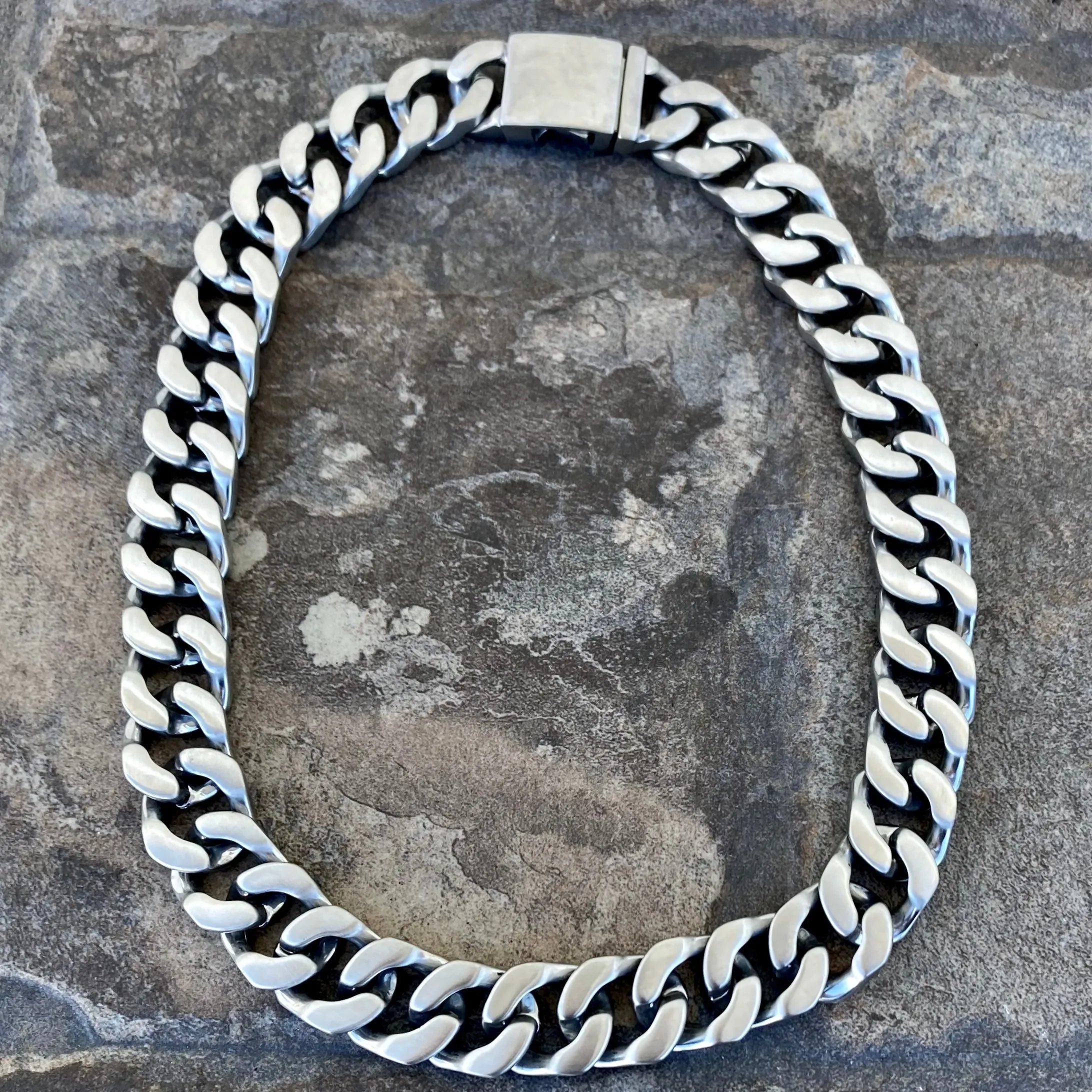 Bagger Necklace - EASY BIKER - Brushed Cuban Link - 3/4 Inch wide CEB2