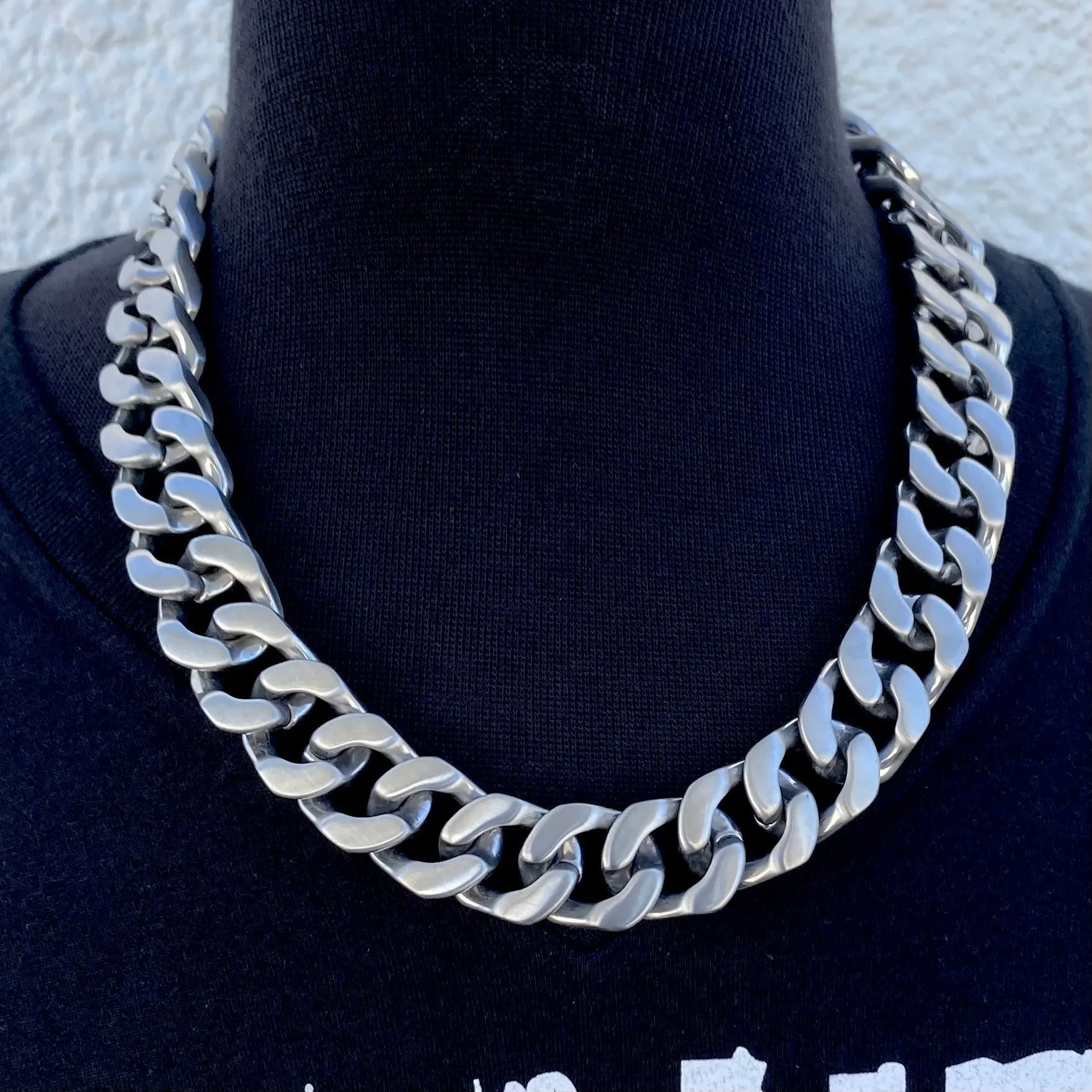 Bagger Necklace - EASY BIKER - Brushed Cuban Link - 3/4 Inch wide CEB2