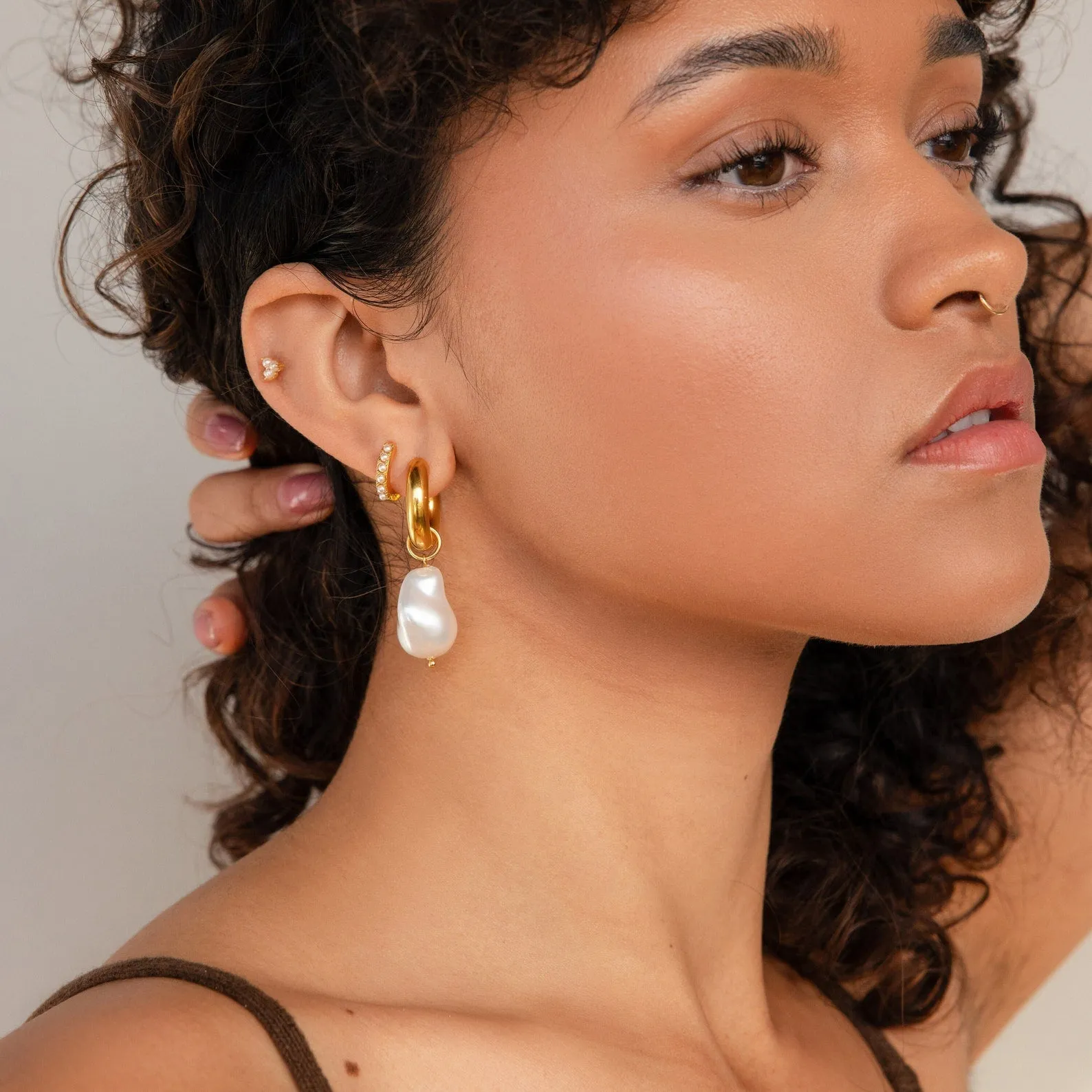 Baroque Pearl Drop Hoops