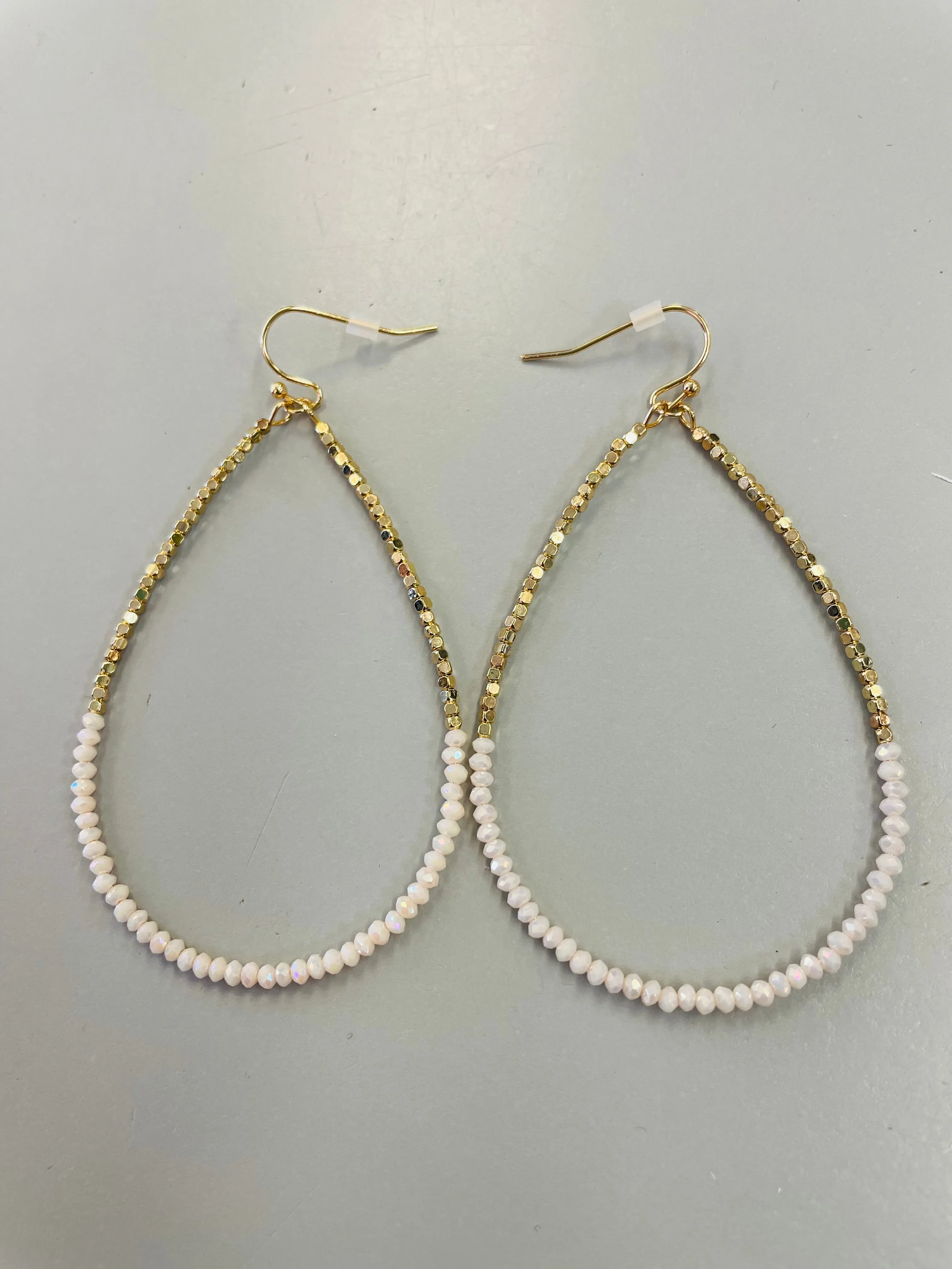 Beaded Open Teardrop Dangle Earrings