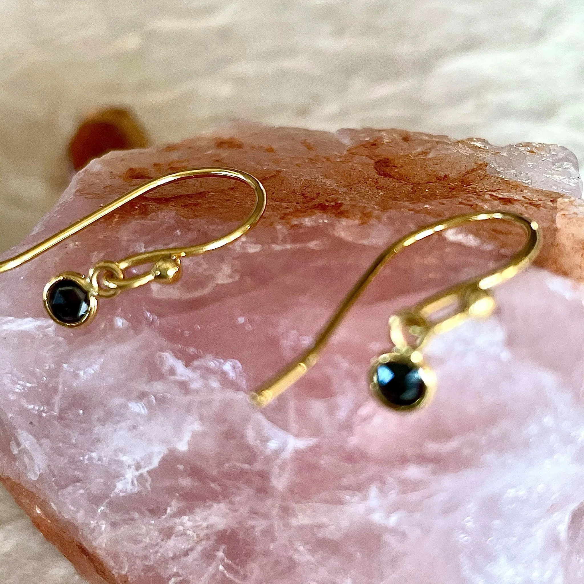 Black Diamond Hook Earrings