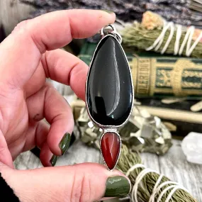 Black Onyx and Red Carnelian Necklace  / Crystal Necklace