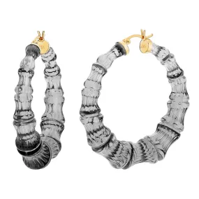 Blackberry Lucite Bamboo Hoop Earrings