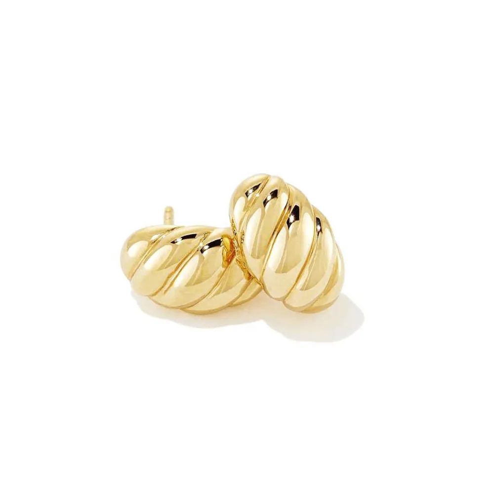 Bold Croissant Scalloped Semi Hoop Earrings