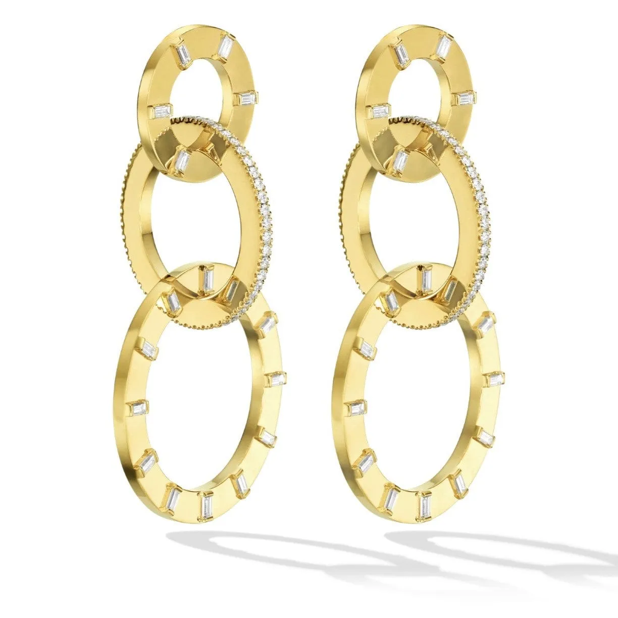 Cadar 18K Yellow Gold Unity Diamond Drop Hoop Earrings