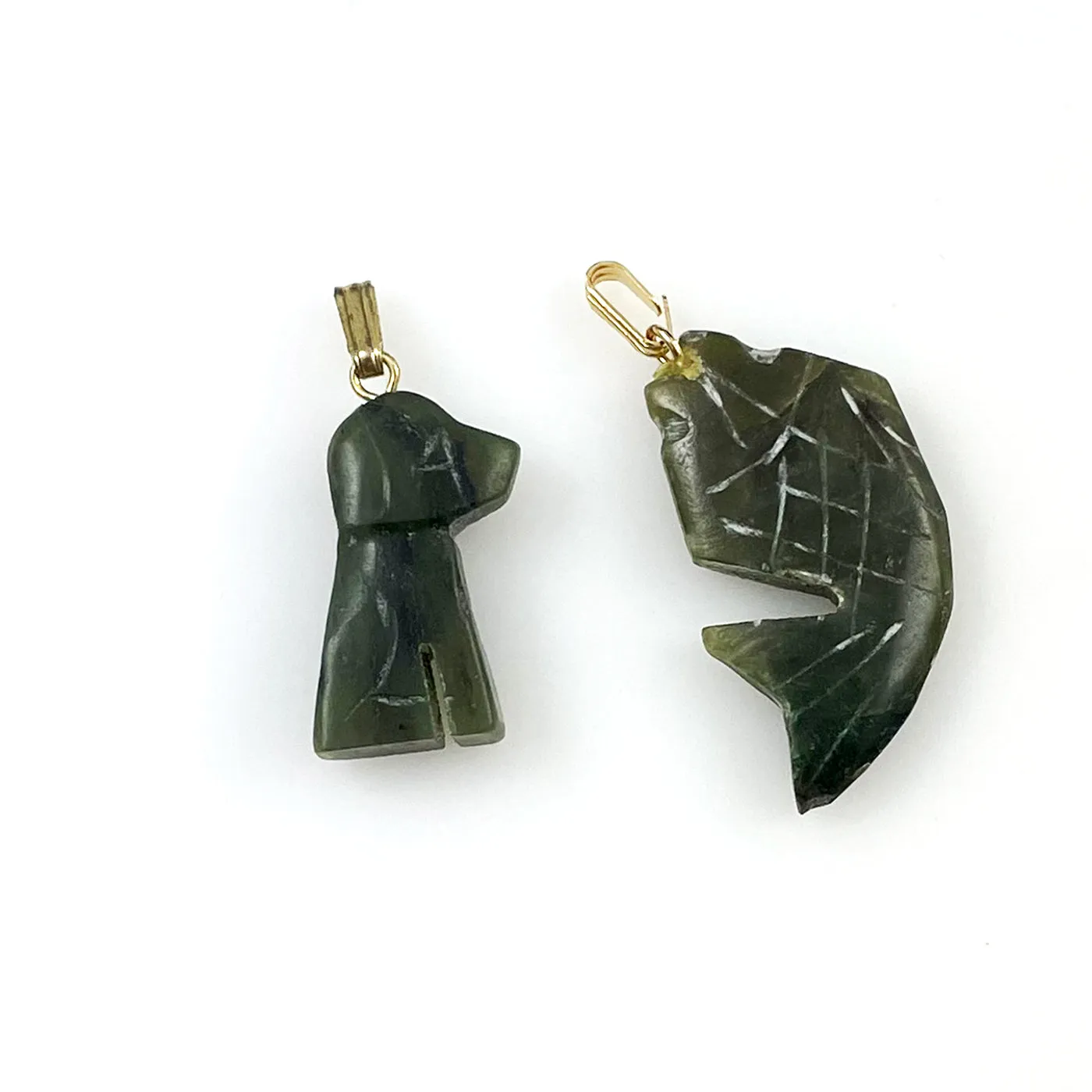 Carved Green Jade Fish Pendant Charm