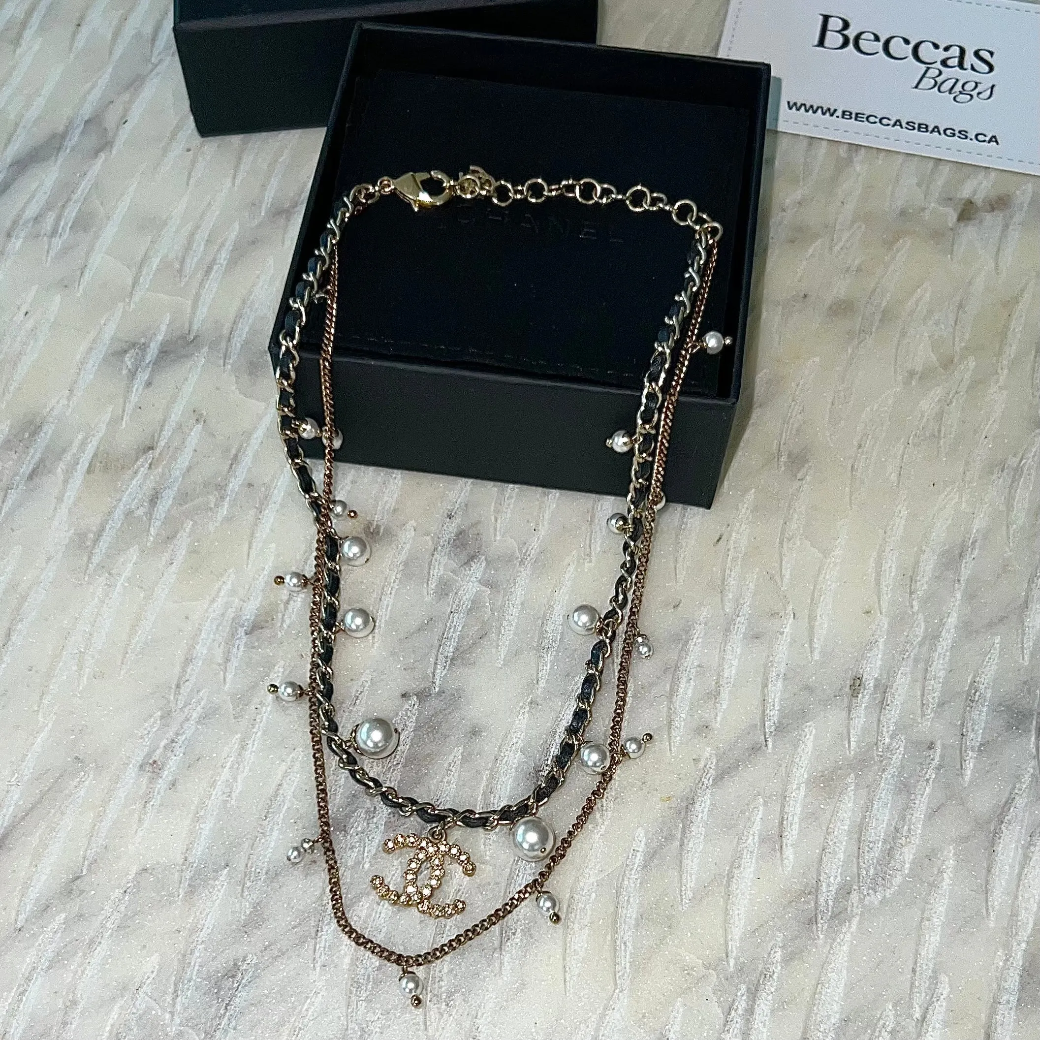 Chanel CC Chain Pearl Necklace