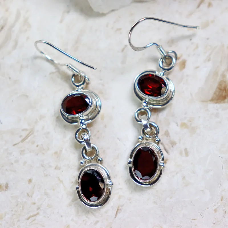 Charvi Garnet Silver Earrings