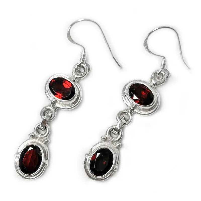 Charvi Garnet Silver Earrings