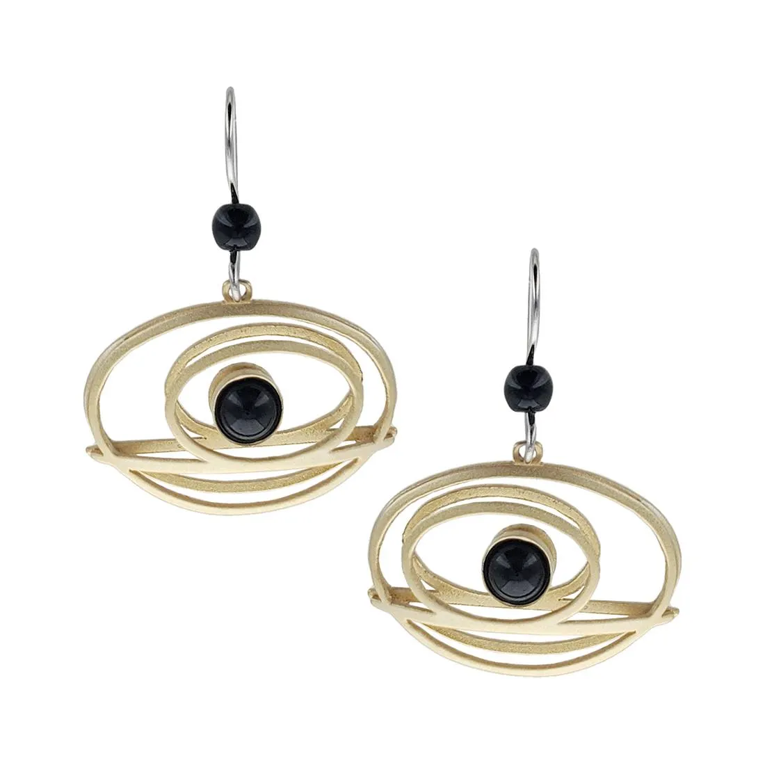 Christophe Poly Gilded Deco Ovals Earrings