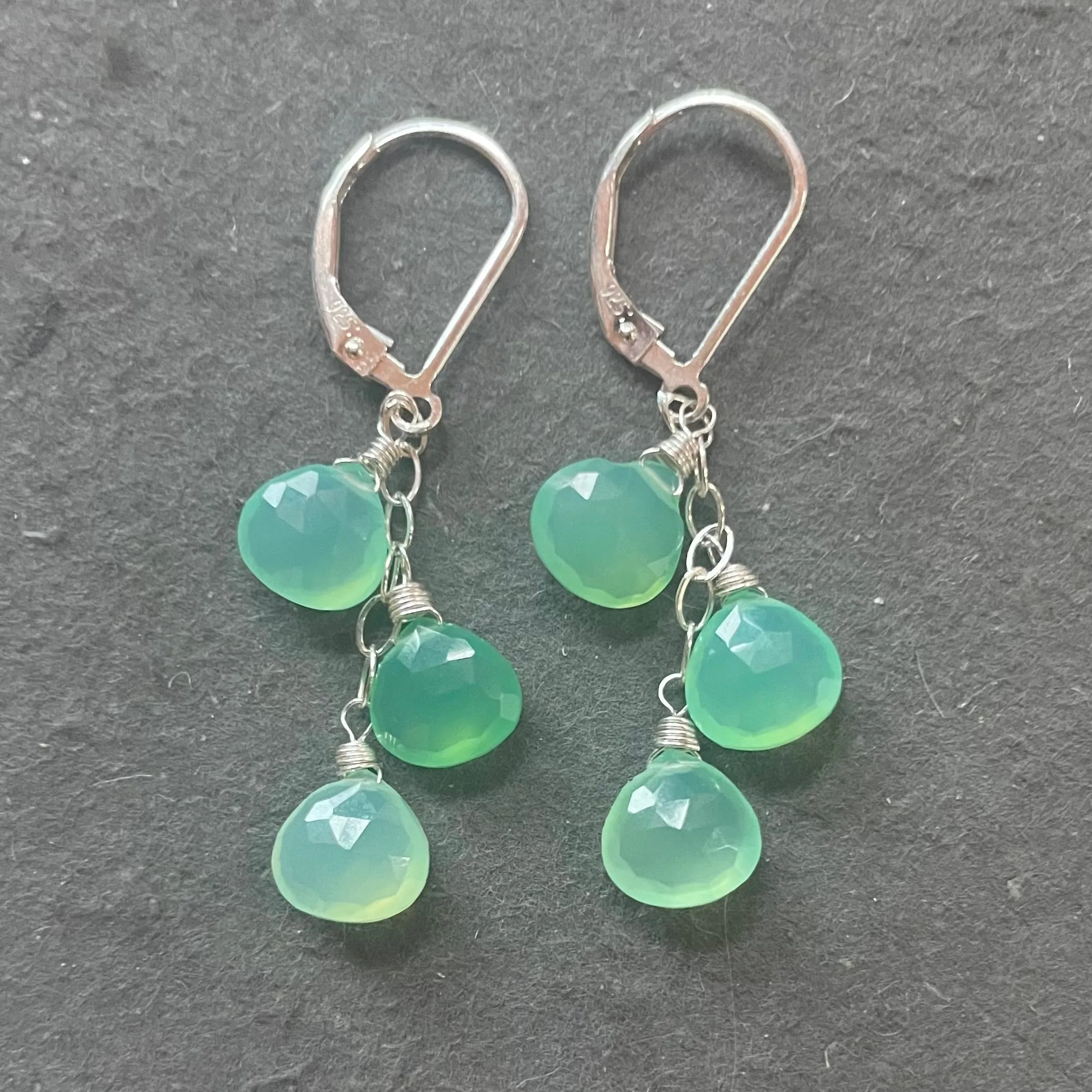 Chrysoprase Trio Cascade Earrings