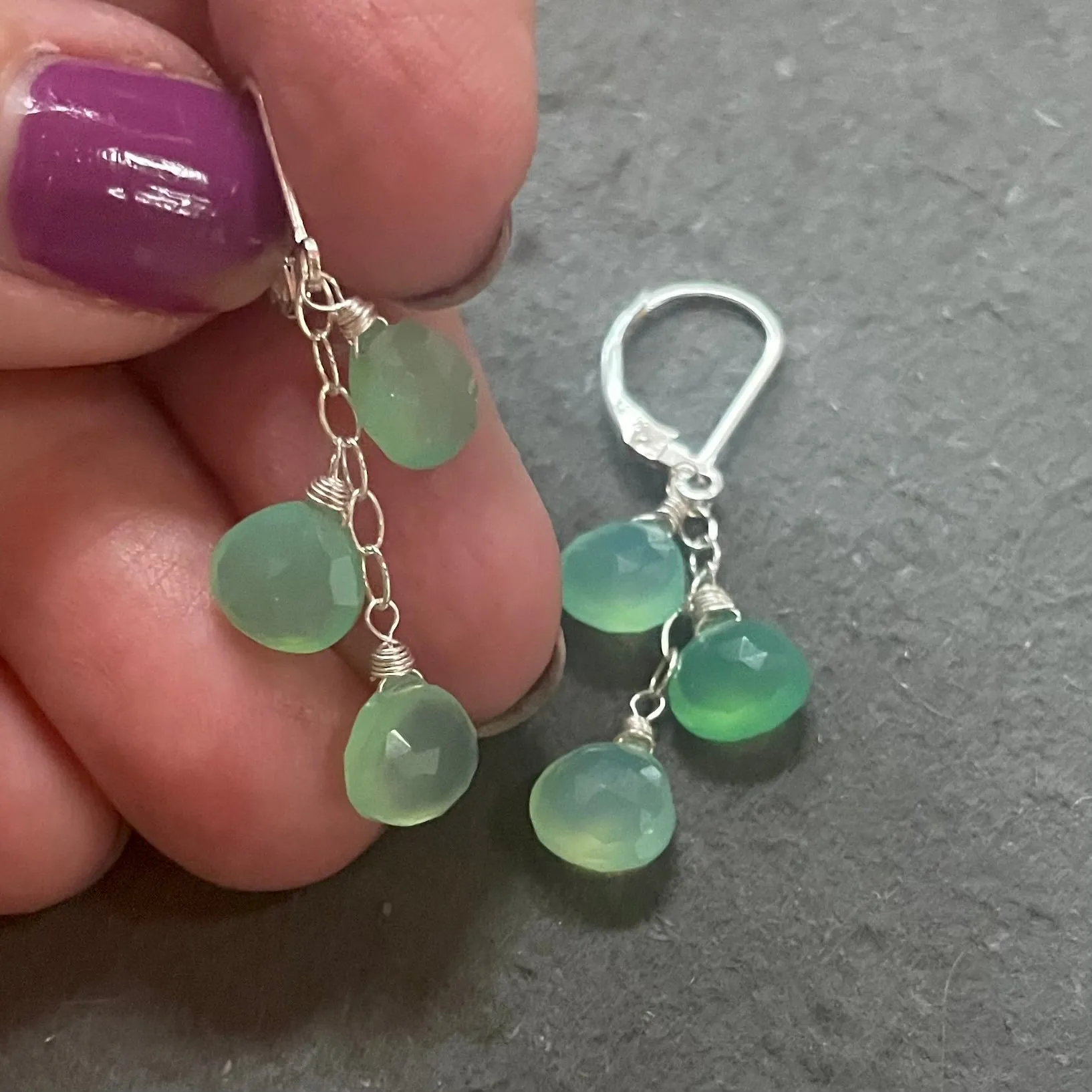 Chrysoprase Trio Cascade Earrings