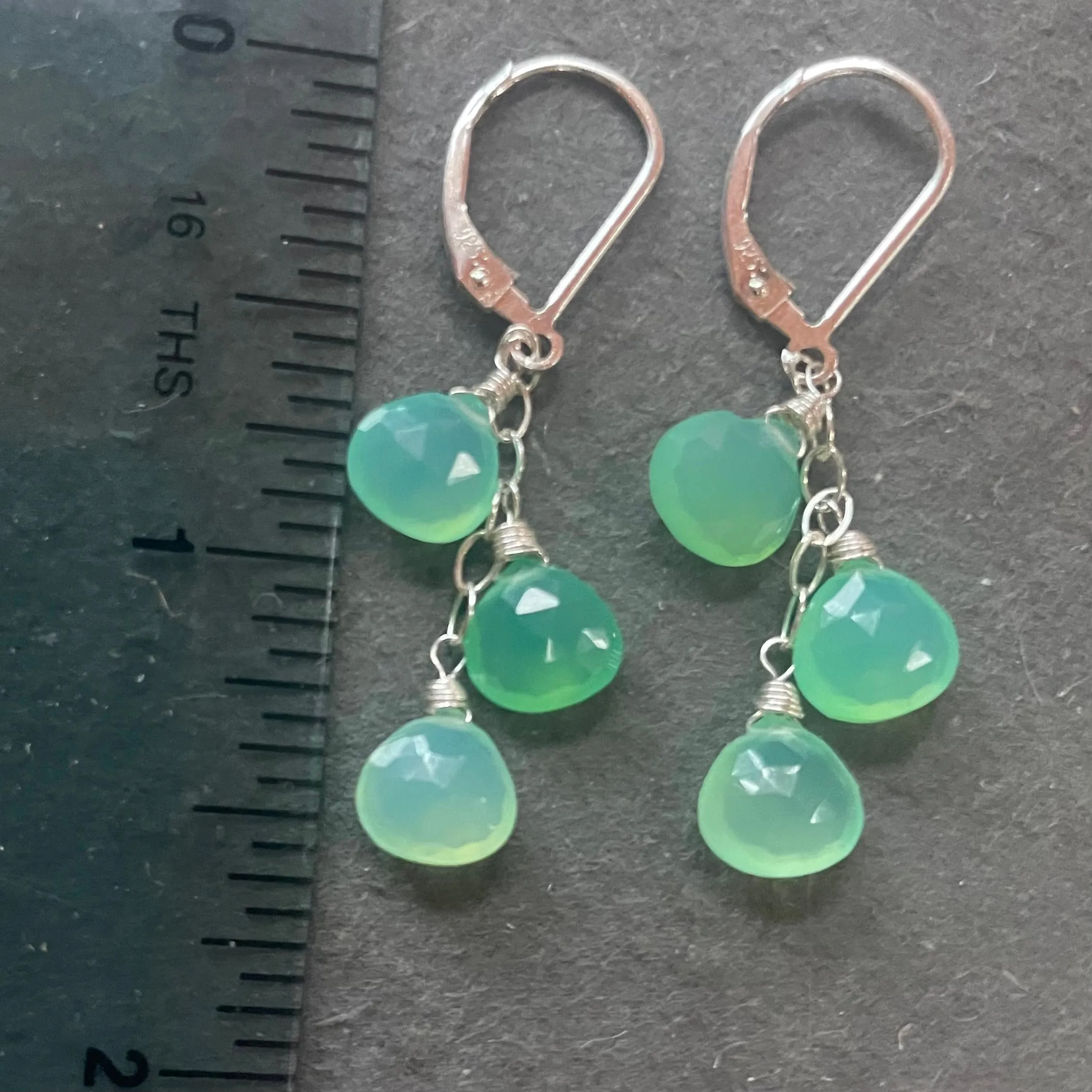 Chrysoprase Trio Cascade Earrings