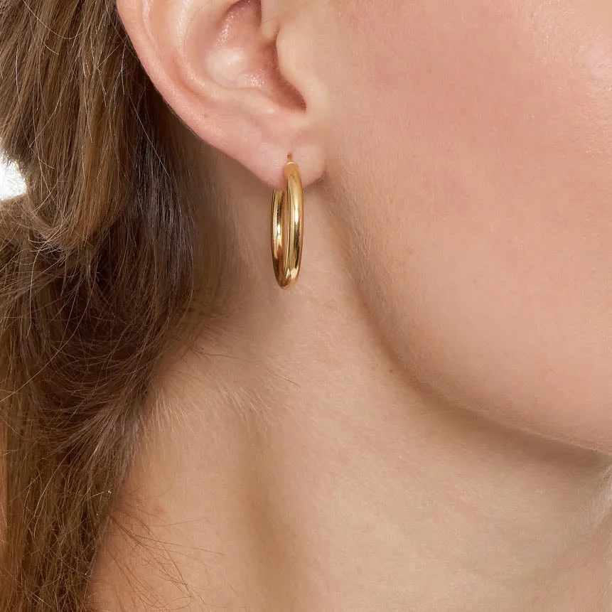 Classic, 'Shiny Tube' Hoop Earrings