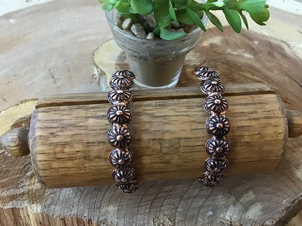 Copper Concho Hoop Earrings