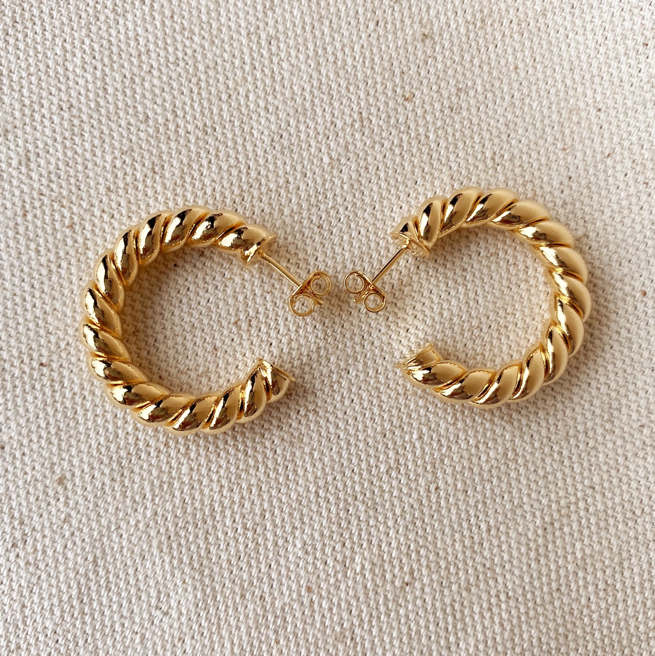 Croissant Twisted C Hoop Earrings