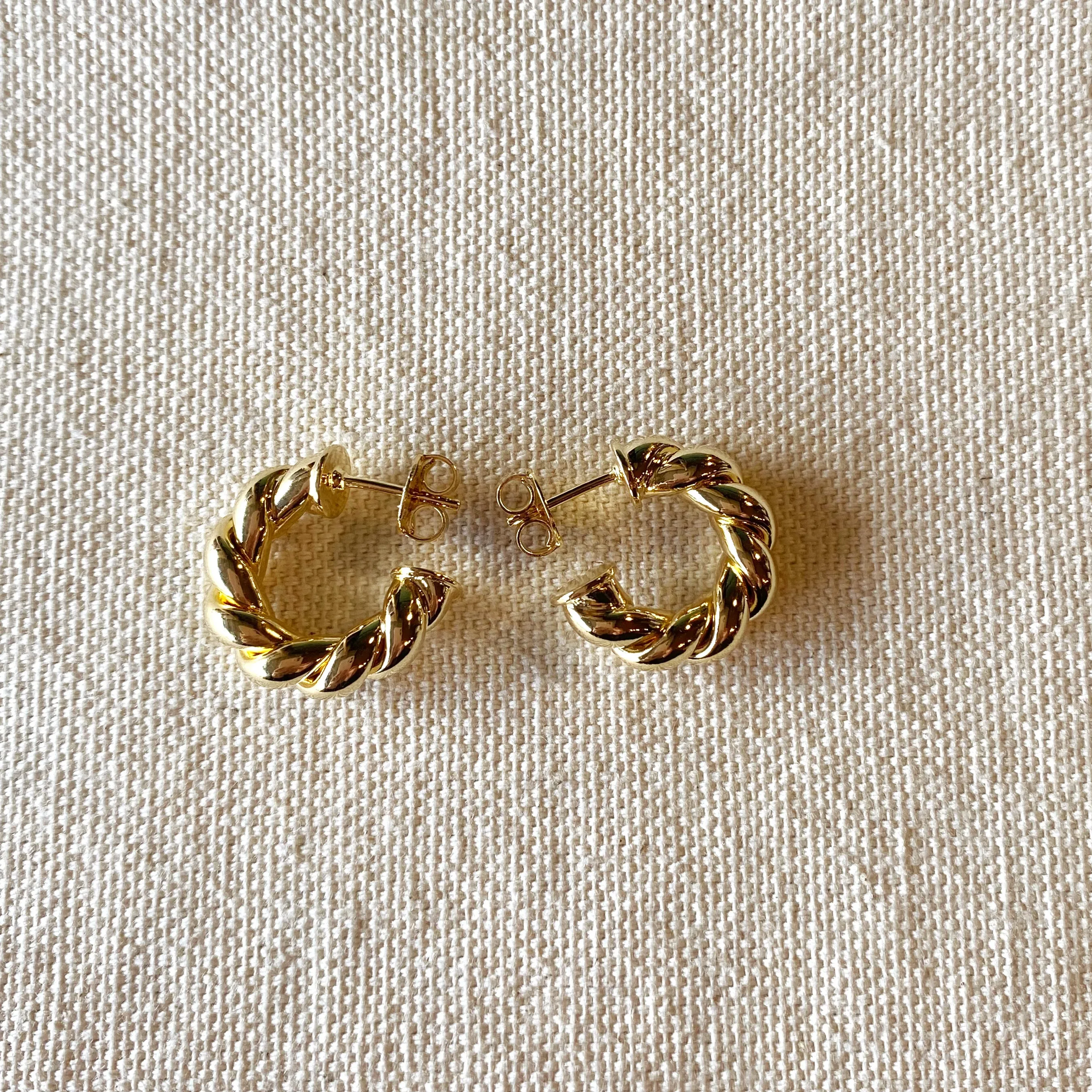 Croissant Twisted C Hoop Earrings