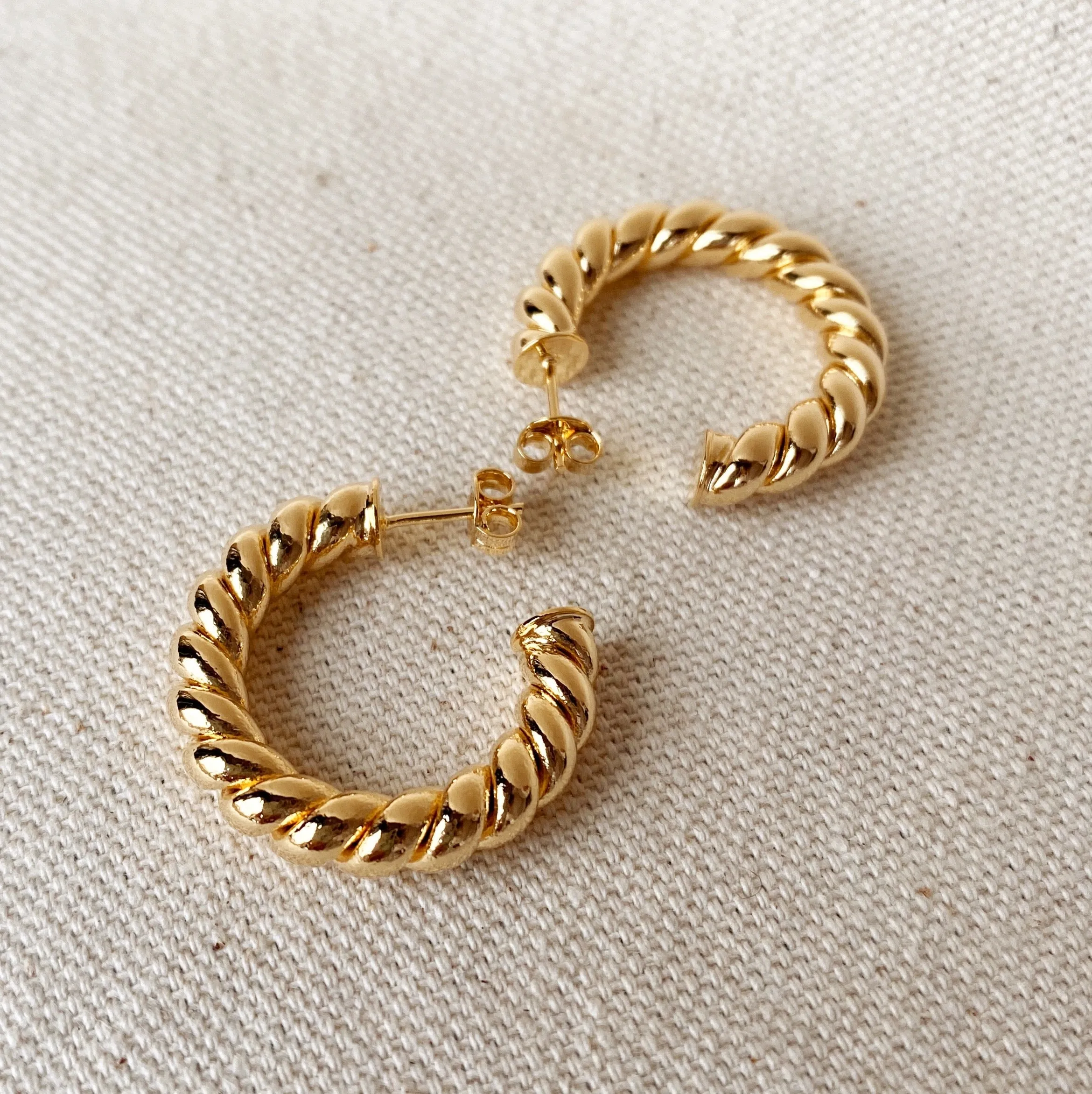 Croissant Twisted C Hoop Earrings