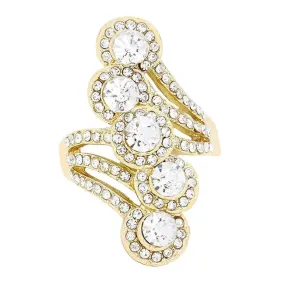 Crystal Rhinestone Rosette Cluster Stretch Ring