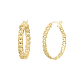 Curb Link Oval Hoop Earrings