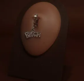 Dangle B*TCH Belly Button Clip-On Non Piercing Jewelry