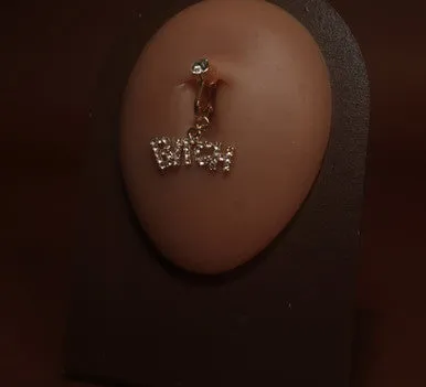 Dangle B*TCH Belly Button Clip-On Non Piercing Jewelry