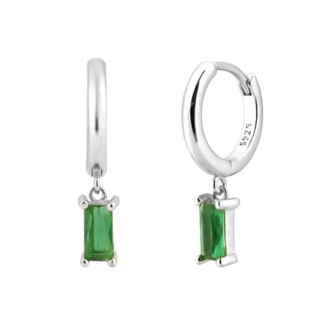 Dangling Cubic Zirconia Round 925 Sterling Silver Fashion Drop Earrings