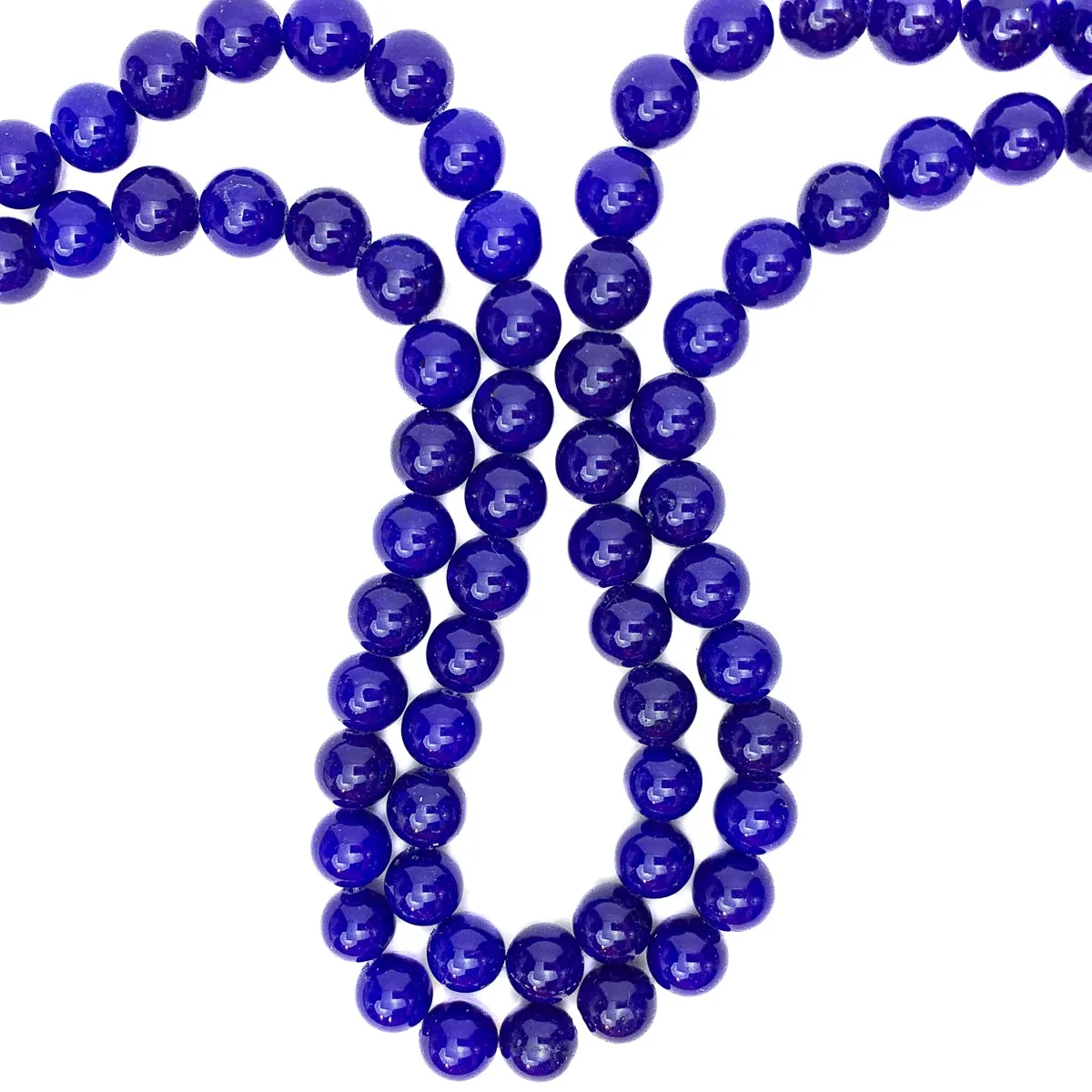 Dark Blue Agate 10mm Smooth Rounds Bead Strand