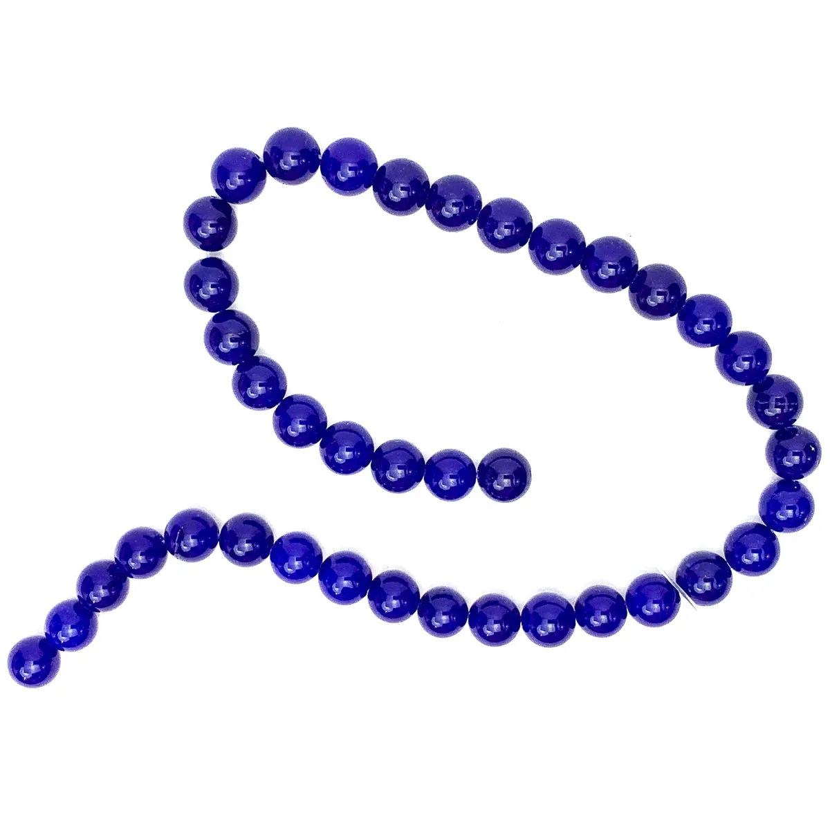 Dark Blue Agate 10mm Smooth Rounds Bead Strand